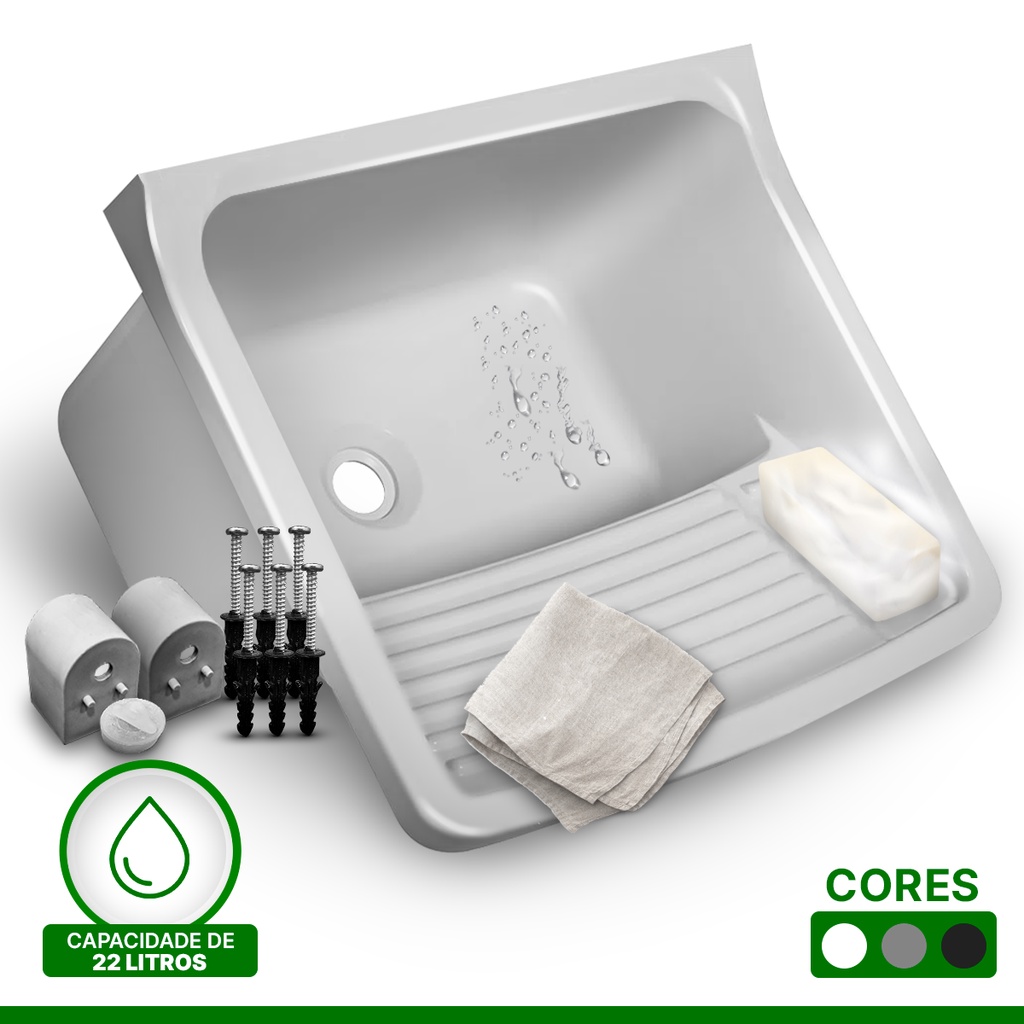 Tanque Plastico 22 Litros Para Lavar Roupas Global Plastic