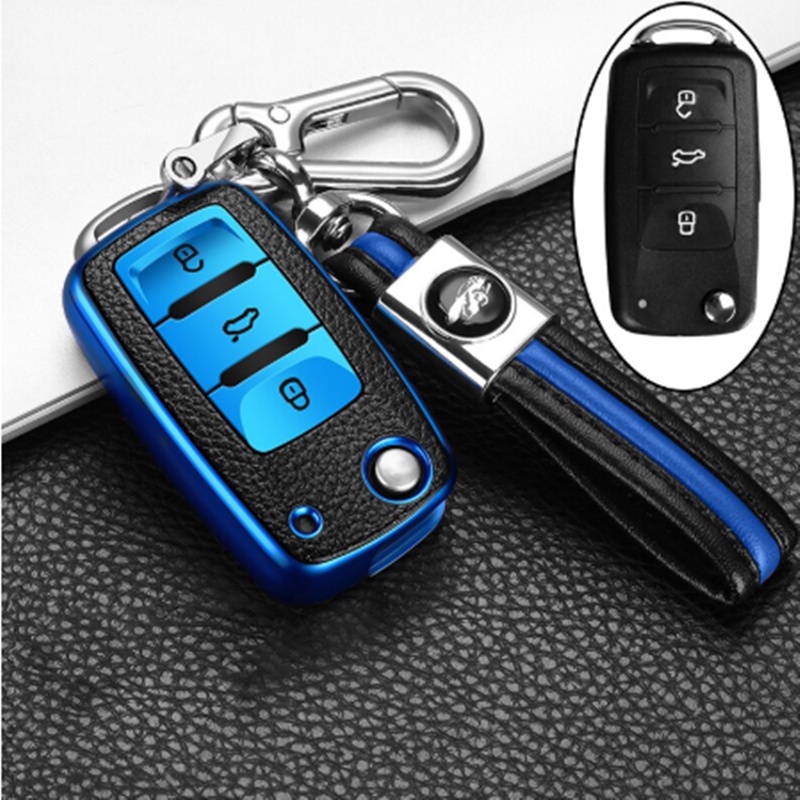 PU + TPU Capa Para Chaveiro De Carro VW Volkswagen Polo Passat Golf Maggiolino Arteon Fox GLI Gol Skoda SEAT Ibiza Remoto
