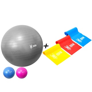 Kit Bola Pilates 65 cm Suiça + Faixas Elasticas  Odin Fit em Oferta na Shopee