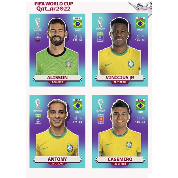 PACK 4 Figurinhas SELEÇÃO BRASILEIRA COPA CATAR 2022