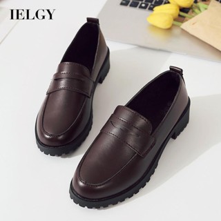 Sapatos Lefu De Sola Grossa IELGY Cabeça Redonda Feminina Estilo Britânico
