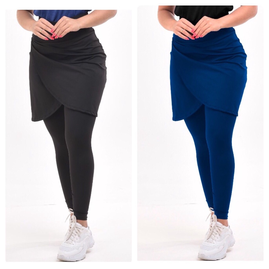 Kit 2 Calças Saia Fitness Moda Evangelica Leg Legging Saia Transpassada