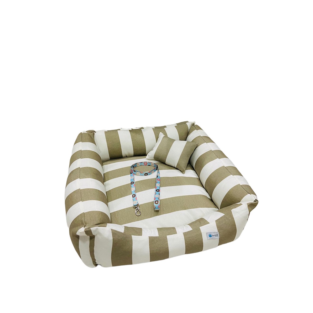 Cama Caminha Pet para Cães e Gatos com Zíper Bege Listrada em Oferta na Shopee