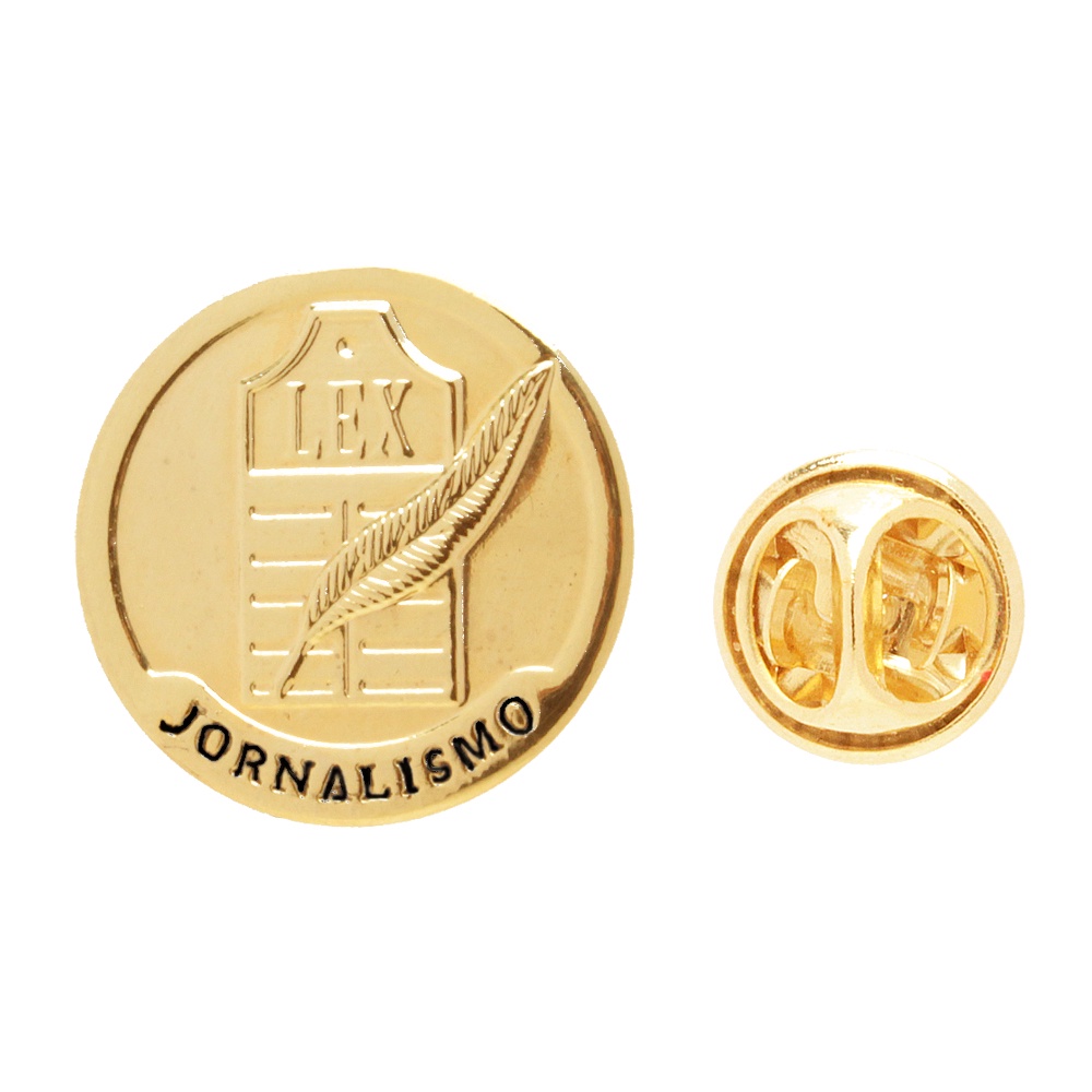 Broche Pin Profissão Jornalismo Folheado A Ouro 18k