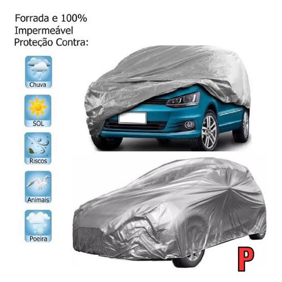 Capa Cobrir Carro Forrada 100% Impermeável ZANA Protege Sol Chuva Poeira P M G GG