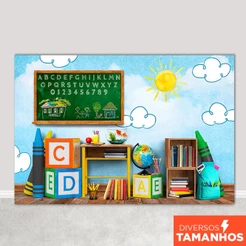 Fundo Fotográfico Infantil Escolar Cenário Sala de Aula Em Tecido Painel Sublimado para Foto