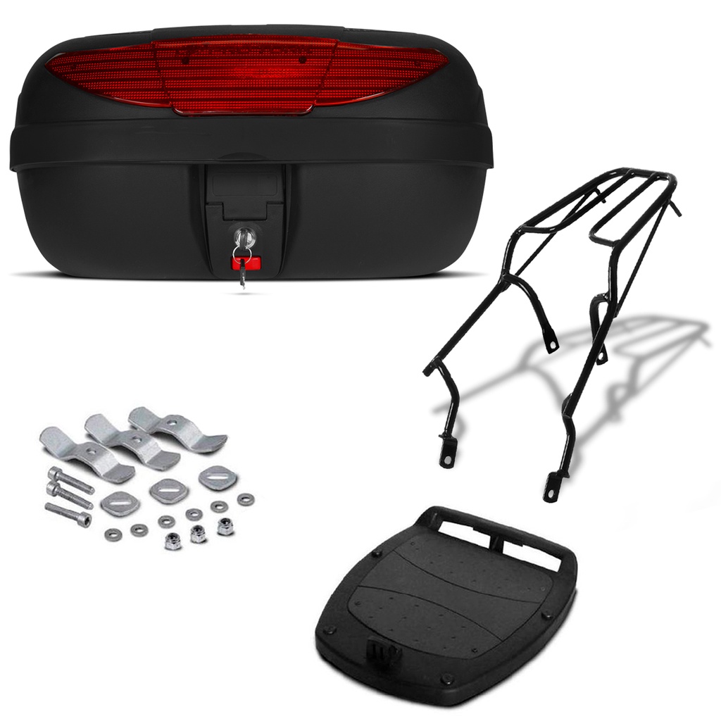 Kit Baú Bauleto  45 Litros Motoboy Smart Box 2 + Bagageiro Honda Biz 125 2011e 2012 Pro Tork