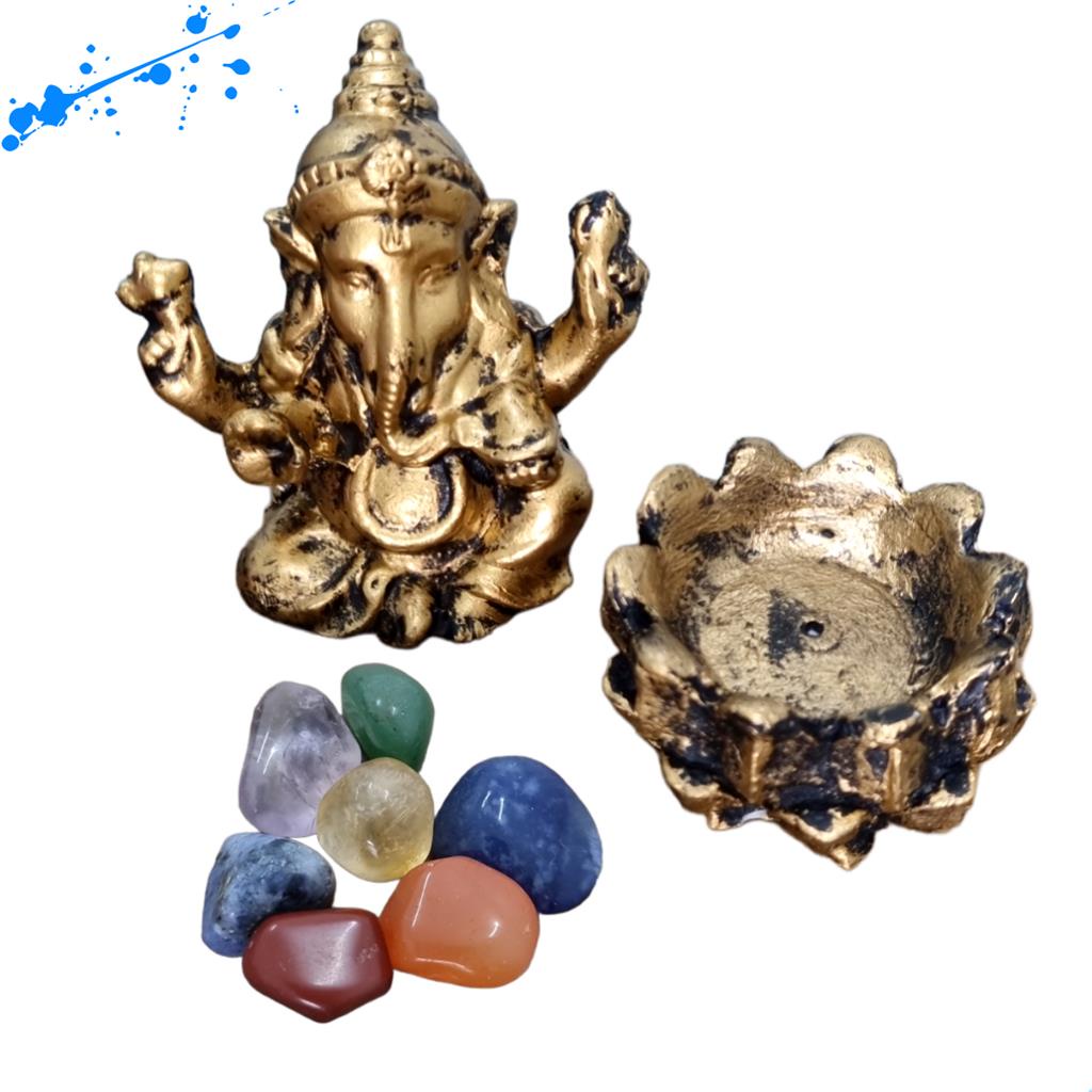 Kit Mini Estatua Ganesha + Castical + 7 Chakras enfeite em Oferta na Shopee