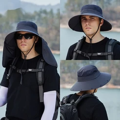 Chapéu De Pesca Masculino Proteção Solar Para O Pescoço Balde De Tamanho Grande Exterior