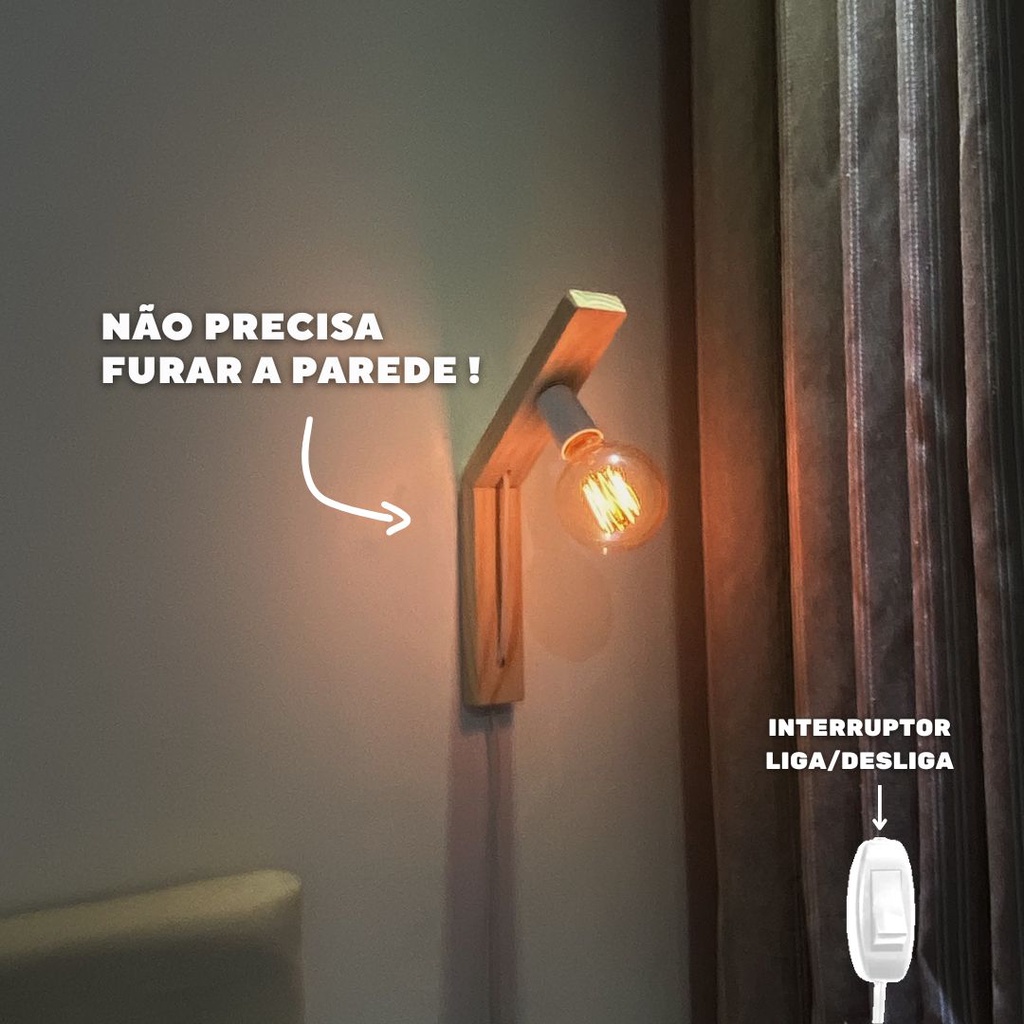 Luminaria Abajur Minimalista Facil Instalação Arandela
