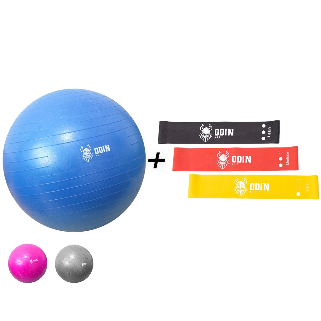 Kit Elastico Treino Mini Band Bola Pilates 65 Suiça Odin Fit em Oferta na Shopee