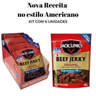 Kit 6 Beef Jerky Protein Snacks Carne Original Jack Links em Oferta na Shopee
