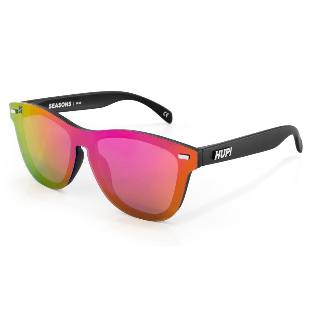Óculos de Sol HUPI Seasons Armação Preto Lente Rosa Espelhado