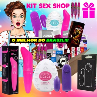 Kit Sex Shop 13 Itens Golfinho e Bullet Vibrador Produtos Eróticos Lubrificante Egg Masturbador