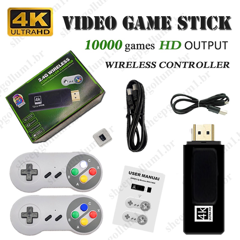 Vídeo Game Stick Lite 4k HD 3500 jogos / 10.000 jogos