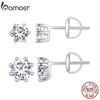 Bamoer 925 Prata Brinco De Luxo Formato De Coração Moissanite Orelha stud Fashion Joalheria Para Mulheres