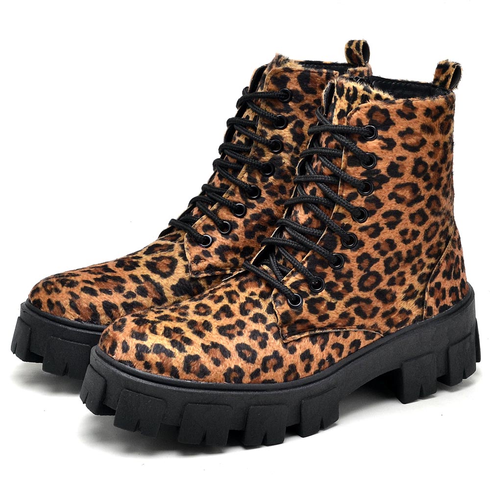 Bota Coturno Dubuy Feminina Animal Print Sola Tratorada Anne 1104FG em Oferta na Shopee