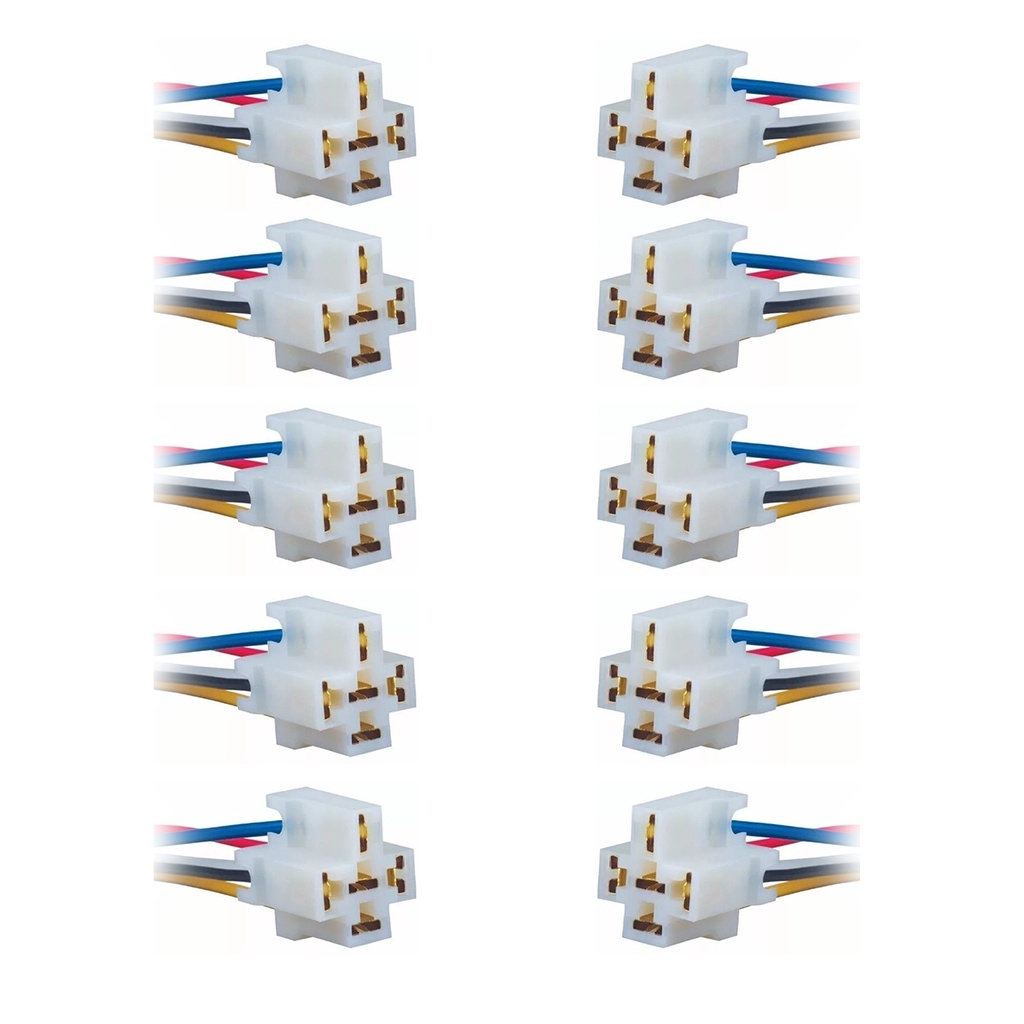 Chicote conector rele auxiliar 4 e 5 pinos 10 pecas