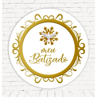 Painel Redondo Em Tecido Sublimado Batizado 1,50 em Oferta na Shopee