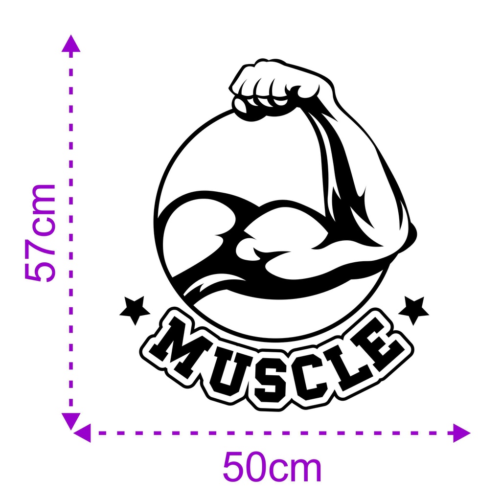 Adesivo Fitness Academia 57x50 Musculação Parede Porta vidro espelho músculos Aclm003
