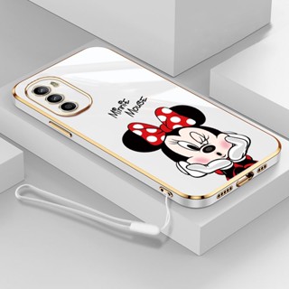 Motorola Moto G72 edge30 G32 G31 Edge 30 Glossy Luxury Minnie Mouse Rubber Capa Do Telefone Em Borracha Brilhante À Prova De Choque Com Alça