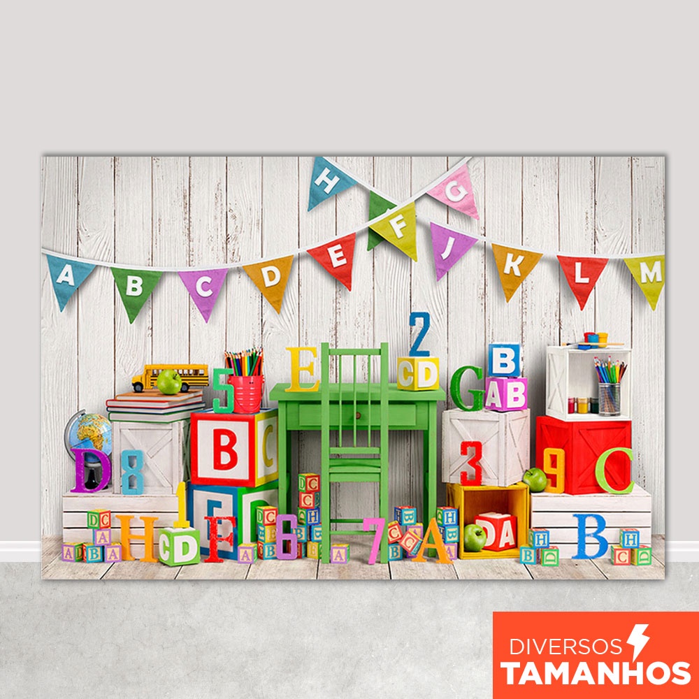 Fundo Fotográfico Escolar Volta às Aulas Cenário Alfabeto Painel Em Tecido Sublimado - FFC-678 em Oferta na Shopee