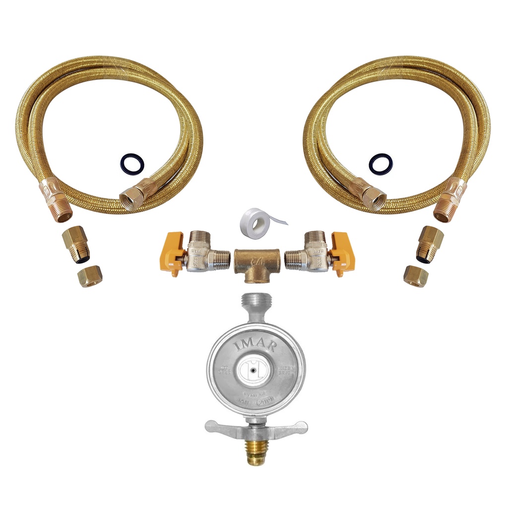 Kit Duplo Flexivel metalico Instalação Gás Glp Cooktop Forno NBR 14177