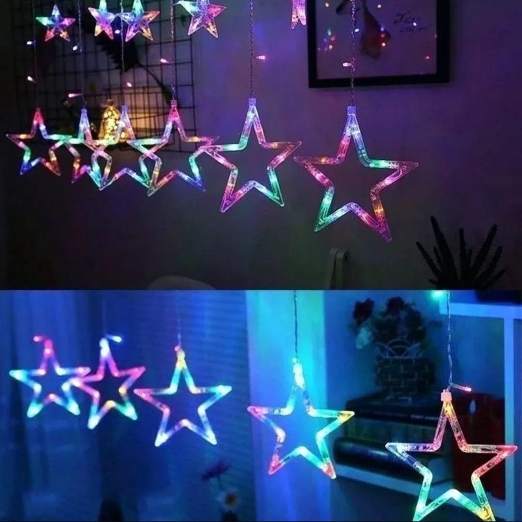 Cascata 138 Led Natal Estrela Decoração 8 Funções 110v Branco Quente,  Colorido e Branco Frio | Shopee Brasil