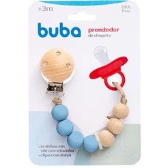 Prendedor De Chupeta Silicone E Bambu Azul 15645 - Buba