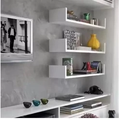 Prateleira U 50X15 para livros e Decoração fotos Sala Quarto Cozinha Nicho Branco