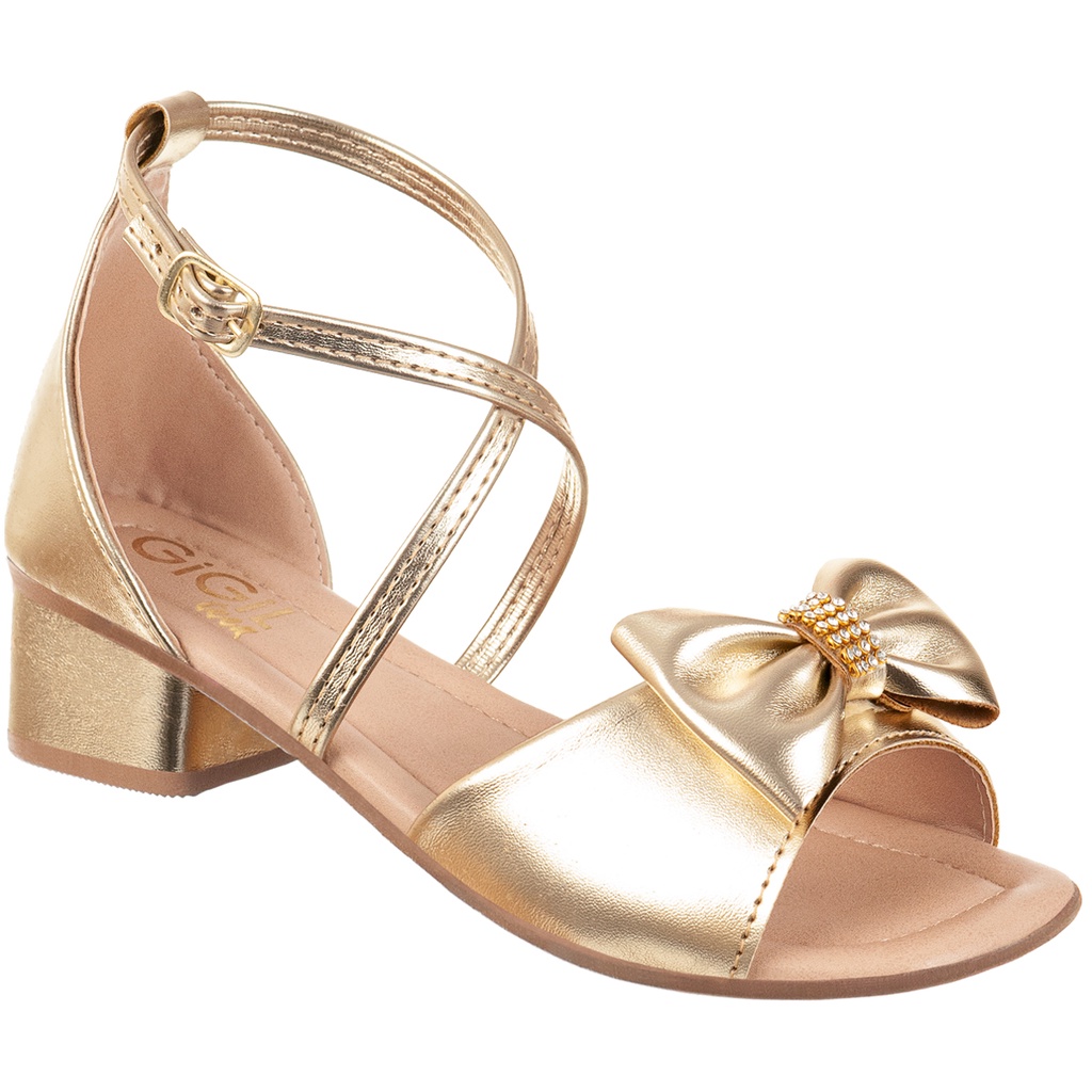 Sandália Infantil Menina Salto Grosso Baixo Confortável Enfeite Laço Strass Brilho Conforto Festa Moda Tira Promoção em Oferta na Shopee