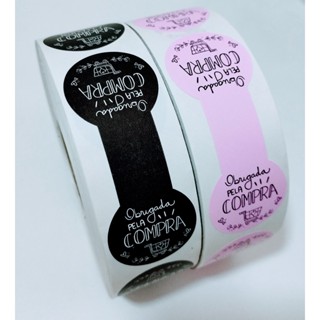 500 Lacres Adesivos Para Sacos e Sacolas Obrigada pela compra Entregas Delivery Medida 8x3cm