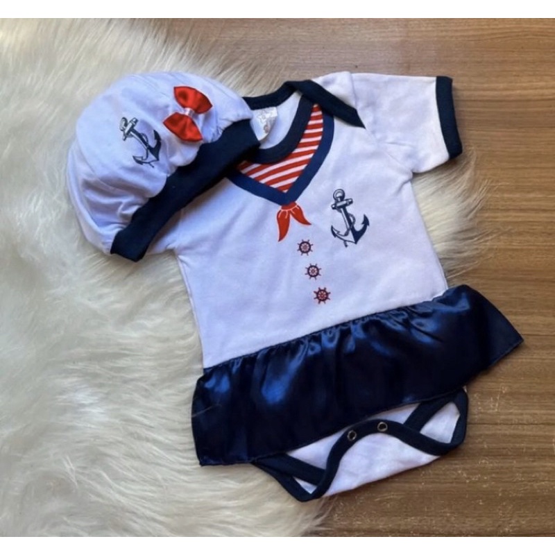Body bebê mesversário Marinheira + boina