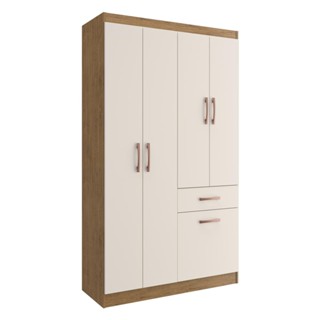 Guarda-Roupa 5 Portas 1 Gaveta Trento Multimóveis CR4155 Nogueira/Off White