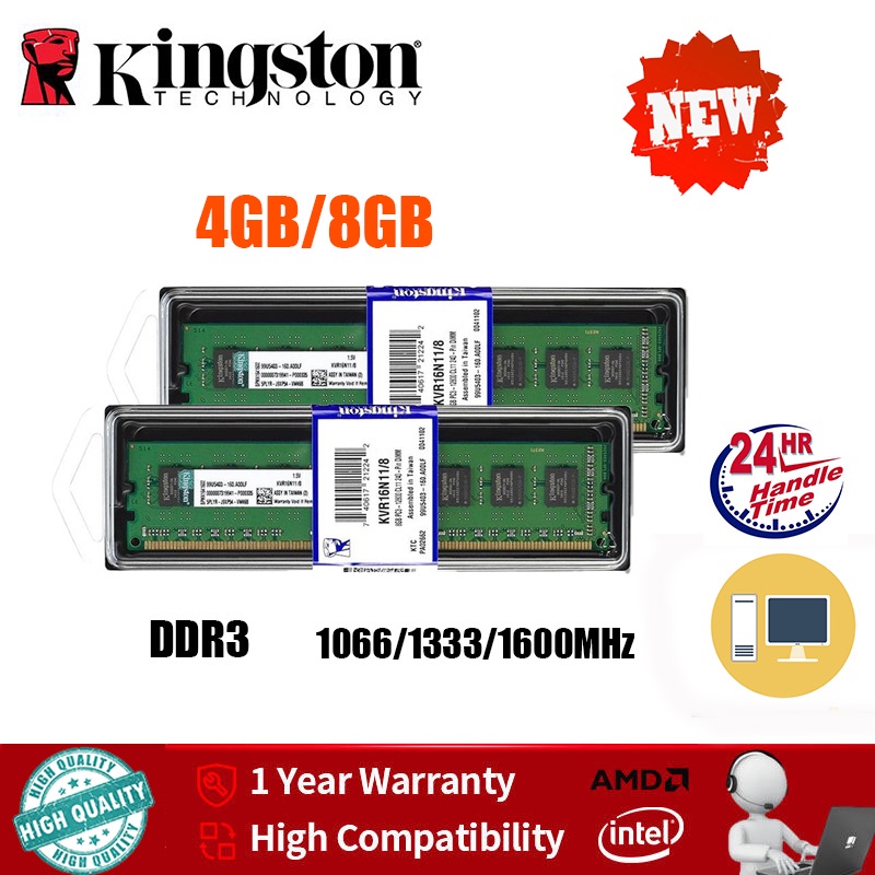 【 Envio Rápido 】 Kingston DDR3 4GB/8GB 1066/1333/1600MHz Memória PC Ram Dimm 240 Pinos Desktop