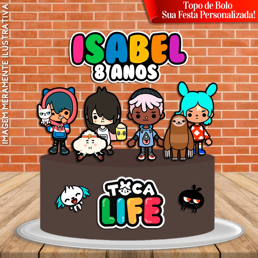 Topo de Bolo Personalizado Toca Life World