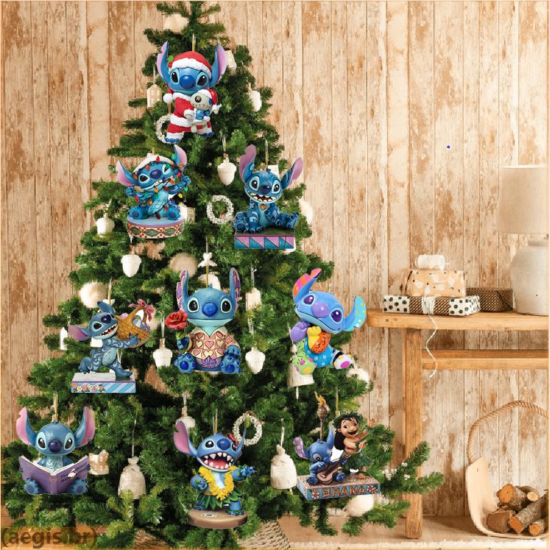 2023 Disney Stitch Christmas Pendant Xmas Tree Decoração Pendurado Ornamentos Festa De Natal Decorações Crianças Presentes De Ano Novo