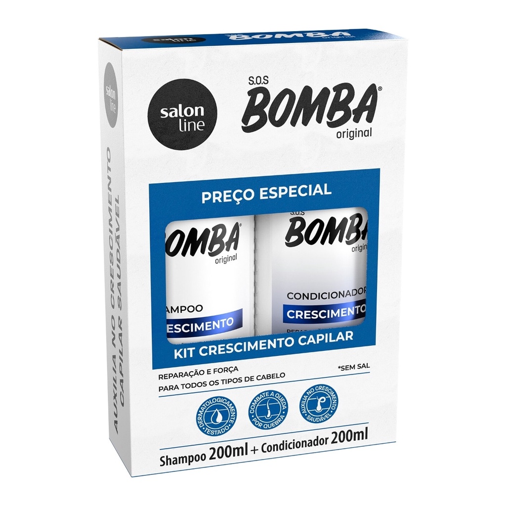 Shampoo e Condicionador Bomba P/ Crescer Cabelo | Salon Line