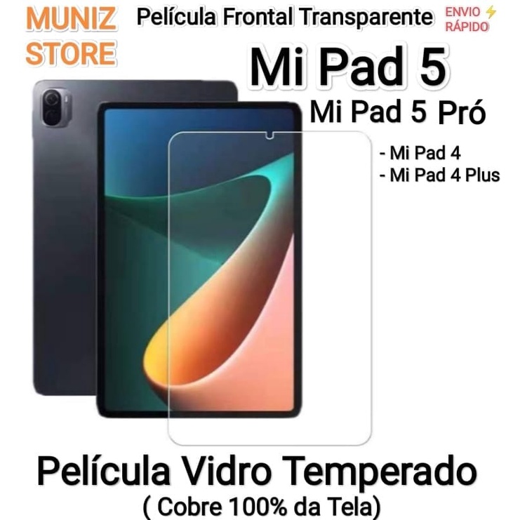 Películas Xiaomi Mi Pad 5, Mi Pad 5 Pró Película Vidro Mi Pad 4 e 4 + (Plus) Temperado