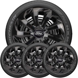 jogo 4 Carlotas Esportivas Resistentes Aro 15 Velox Pretas Ford Courier Fiesta Sedan Focus