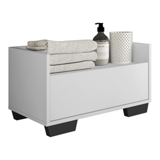 Gabinete Balcão Banheiro 80 cm c/ Pés Quadrados Multimóveis Branco/Preto em Oferta na Shopee