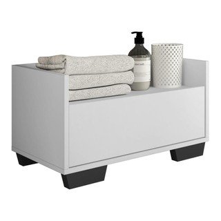 Gabinete Balcão Banheiro 80 cm c/ Pés Quadrados Multimóveis Branco/Preto em Oferta na Shopee