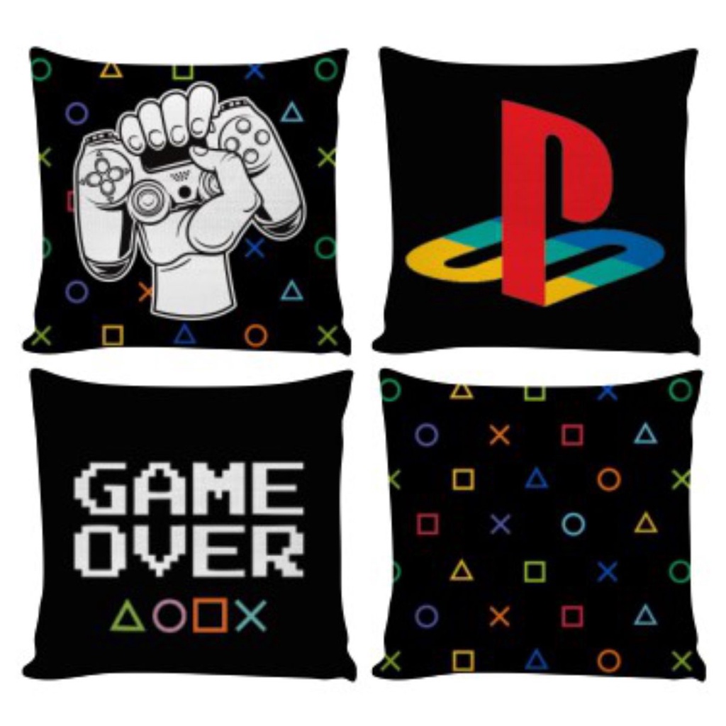 Kit 4 Capas para Almofadas Decoração Jogos Gamer para Quarto 45x45cm em Oferta na Shopee