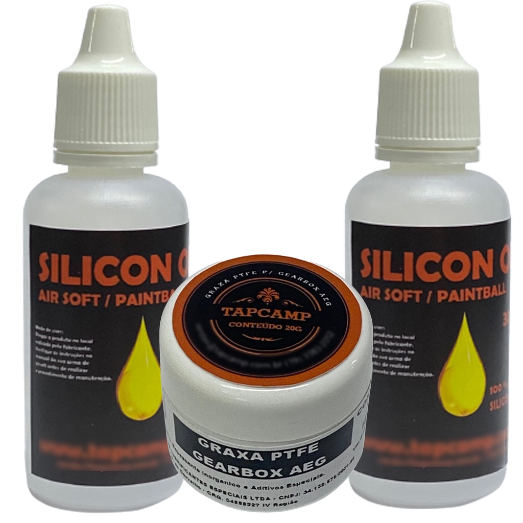 Kit Graxa Gerbox ptfe para Paintball e  Air Soft + 02 Óleo Silicone