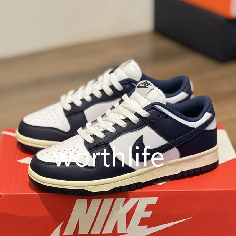 Nlke Dunk Low Navy Blue Retro Casual Sapatos Sola Homens Mulheres ...