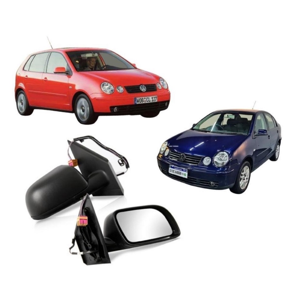 Par Espelho Retrovisor Volkswagen Polo Hatch Sedan 2002 A 2011 Controle Elétrico