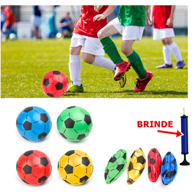 Bola Vinil Dente De Leite Futebol + Bomba Inflas-20 Unidades