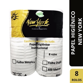 8 Rolos Papel Higiênico Rolão Luxo Econômico 300m Folha Simples Branco - New York em Oferta na Shopee
