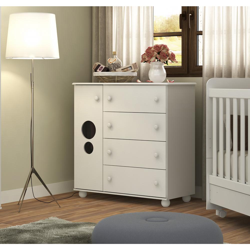 Cômoda 1 Porta e 4 Gavetas Pimpolho Multimóveis Branca em Oferta na Shopee