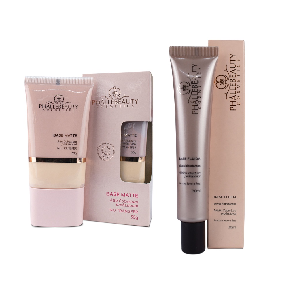 Kit Base Matte + Base Fluída Phállebeauty em Oferta na Shopee